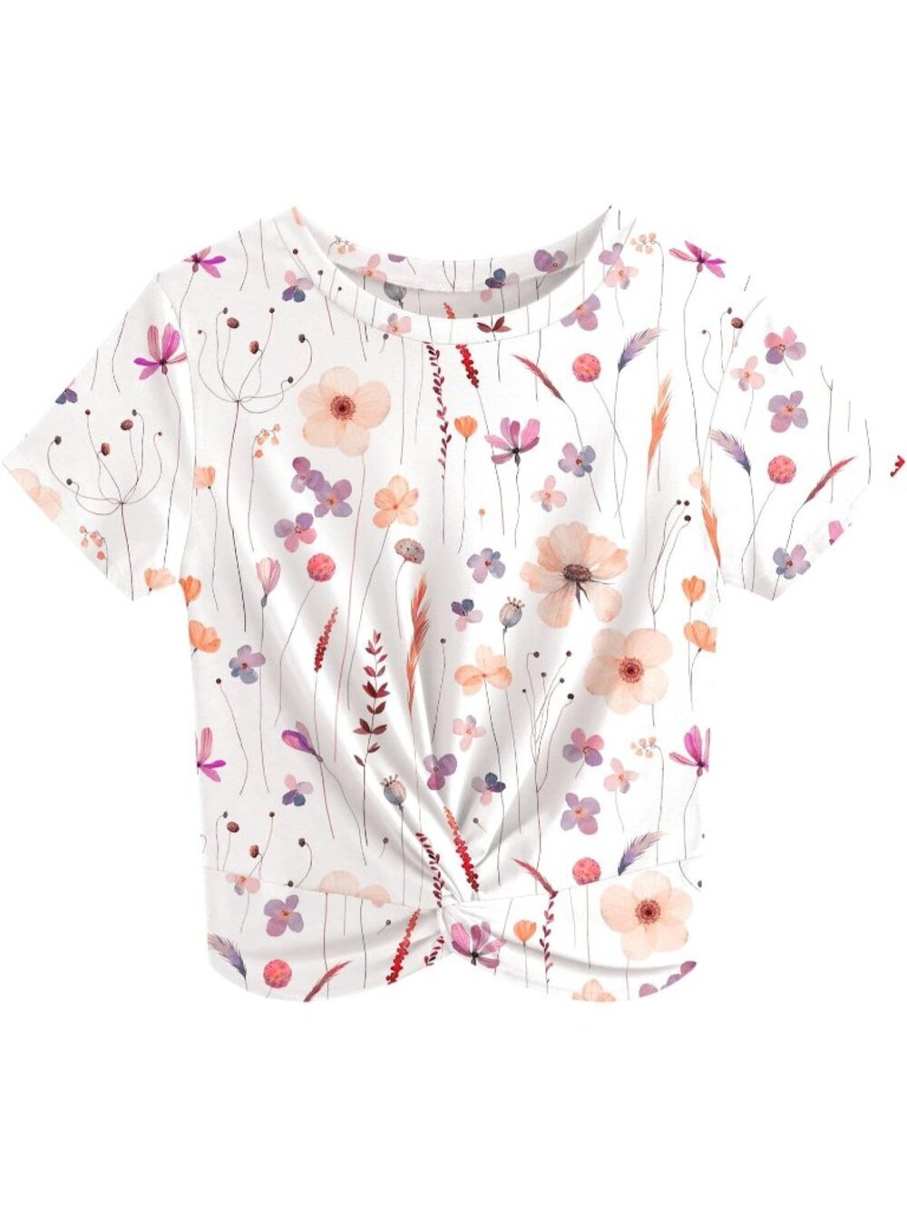 Women's T Shirt Multi Summer Causal Short Sleeves Blouse Round Neck Crop Tops